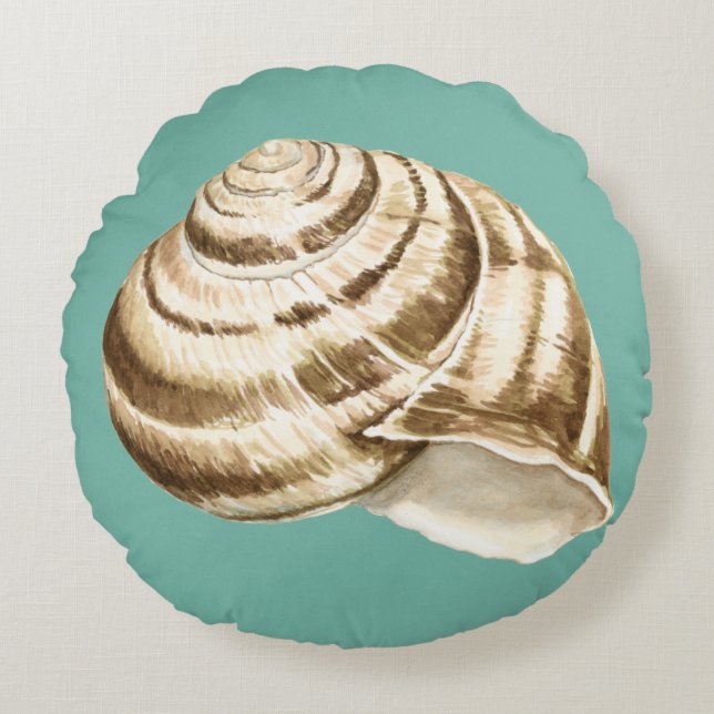 Sepia Stripe-Snäckan på skalet Rund Kudde (Framsidan)