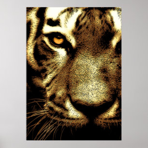 Sepia Sumatran Borneo Tiger Öga Artwork Poster