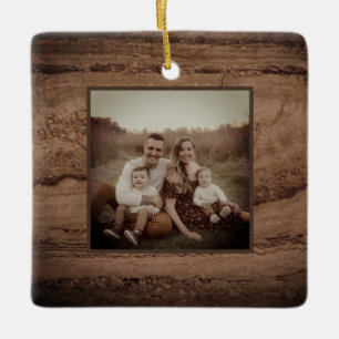 Sepia svartbrun tan Granite sten sten Julgransprydnad Keramik