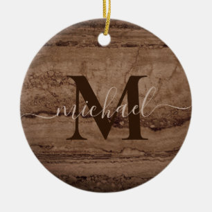 Sepia svartbrun tan Granite sten sten Julgransprydnad Keramik