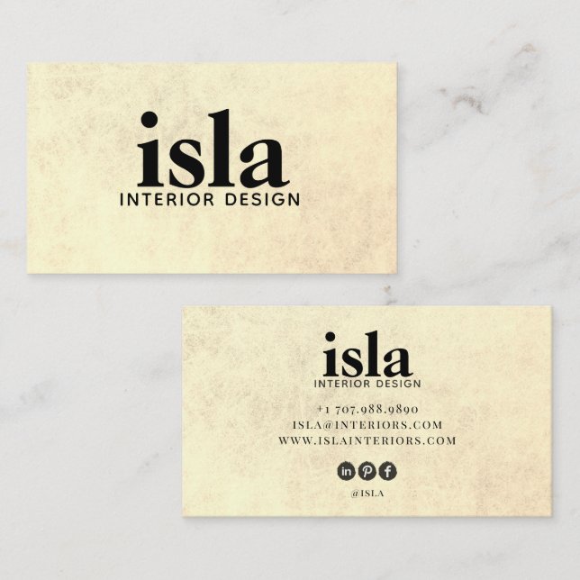 Sepia Textur Inredningsdesigner Visitkort (Fram/baksida)