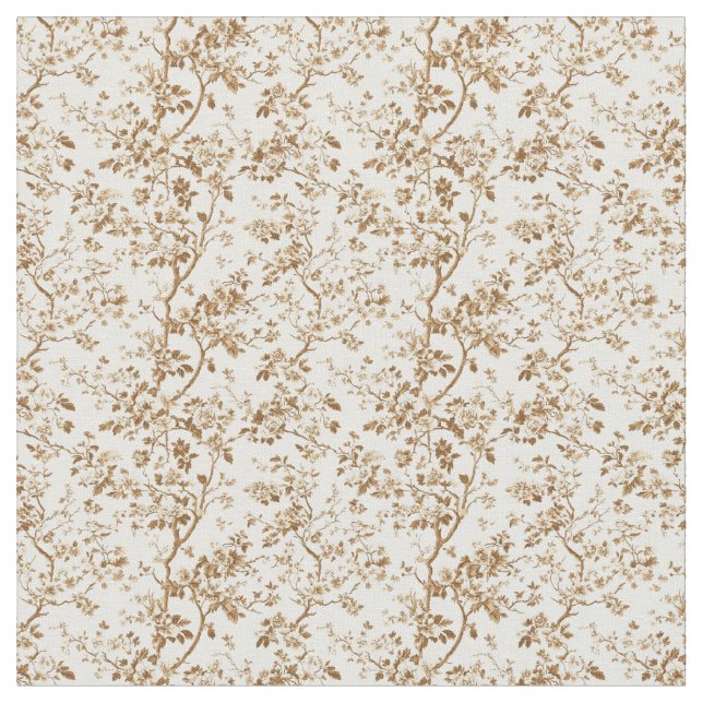 Sepia Toile med Ro och Grenar Tyg (Närbild)