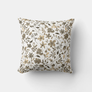 Sepia ton vintage blommtryck kudde