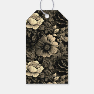 Sepia ton vintage blommtryck presentetikett