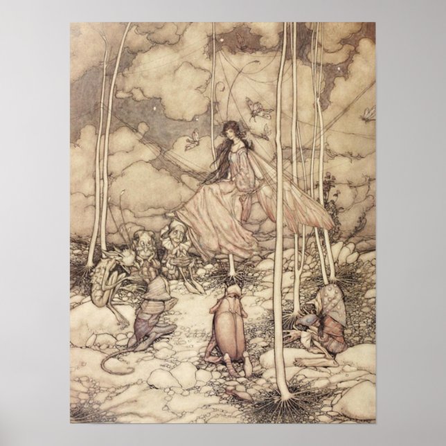 Sepia-tonad Fairy Queen med kretion Poster (Framsidan)