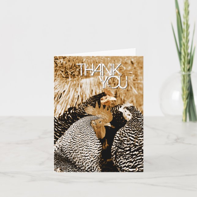 Sepia tonar hönor som gifta sig tackkort (Framsida)