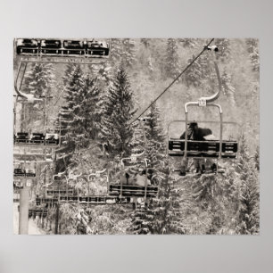 Sepia tonar skidar trycket, ovanför träden poster
