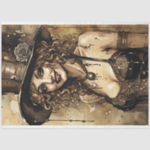 Sepia Tone Charming Dancer Decoupage Papper