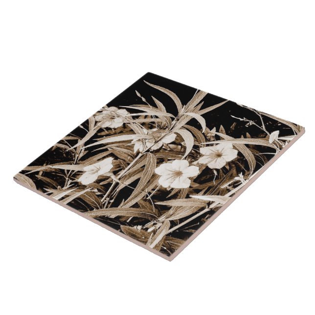 Sepia Tone Mexican Petunias Kakelplatta (Sidan)