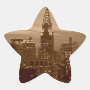 Sepia Tone New York City Stjärnformat Klistermärke