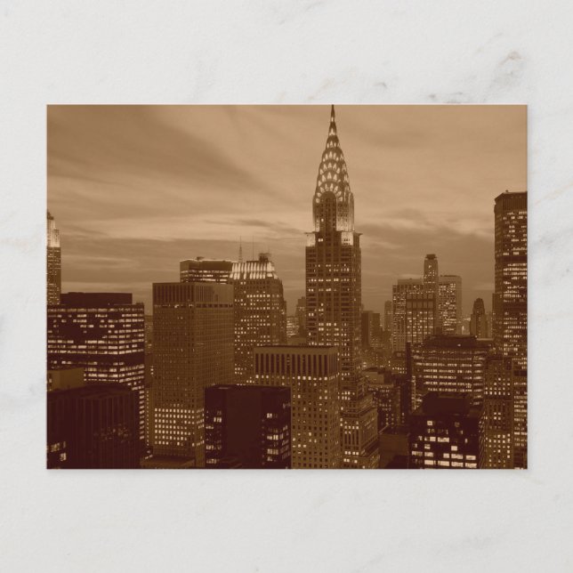 Sepia Tone New York City Vykort (Framsida)