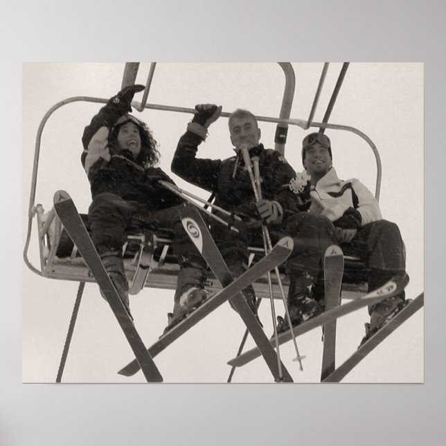 Sepia tone ski print,Wave from the skilift Poster (Framsidan)
