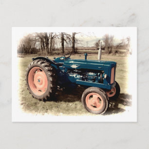 Sepia Toned Antique Vintage Tractor Vykort
