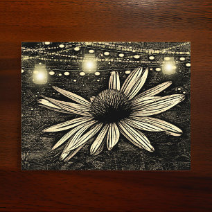 Sepia Toned Coneflower under Golden Burk Ljus Vykort