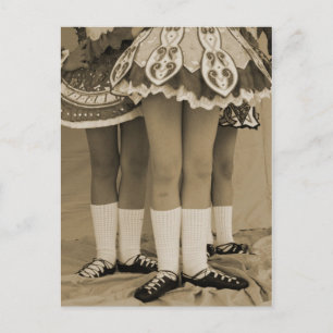 Sepia Toned Irish Dance Postcard Vykort