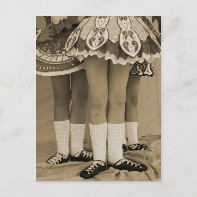 Sepia Toned Irish Dance Postcard Vykort (Framsida)