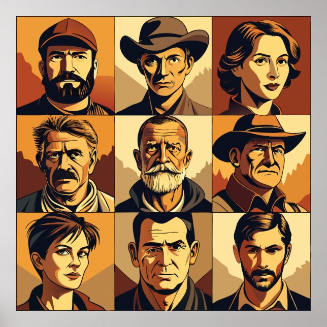 Sepia Toned Rural Porträtt Poster (Framsidan)