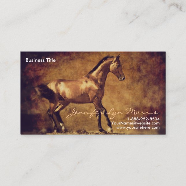 Sepia Toned Rustic Horse Art Visitkort (Framsida)
