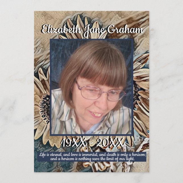 Sepia Toned SunblommArt | Foto | begravning Program (Framsida)