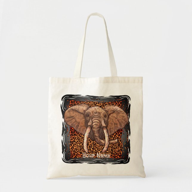 Sepia Tribal Elefant tote handväska Tygkasse (Framsidan)