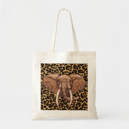Sepia Tribal Elefant totebag Tygkasse
