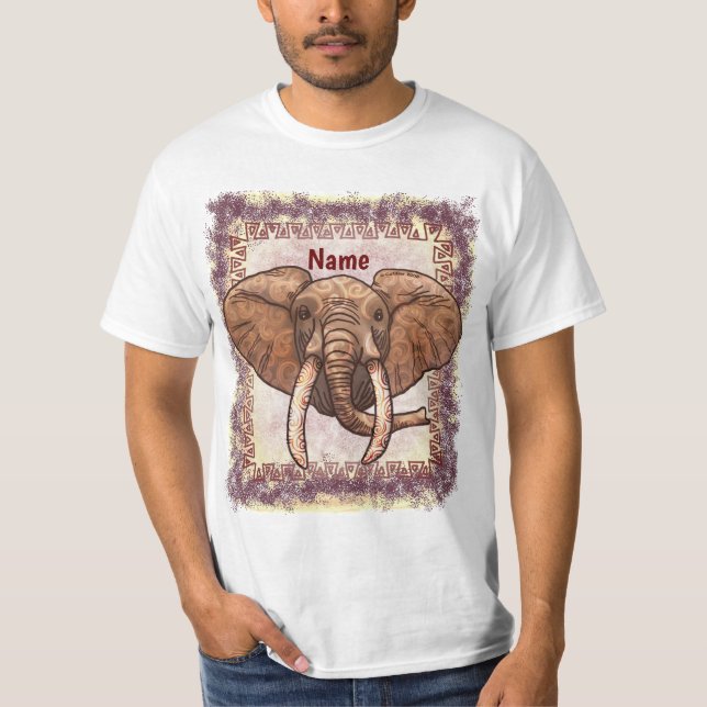 Sepia Tribal Elephant t-shirt (Framsida)