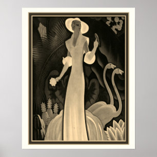 Sepia Tropical Art Deco Print-William P. Welsh Poster