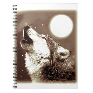 Sepia Varg och Måne Anteckningsbok