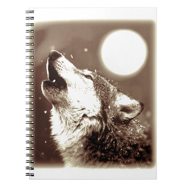 Sepia Varg och Måne Anteckningsbok (Framsidan)