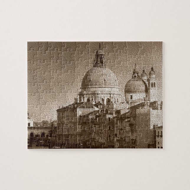 Sepia Venice Grand Canal Piazza San Marco Salute Pussel (Horisontell)