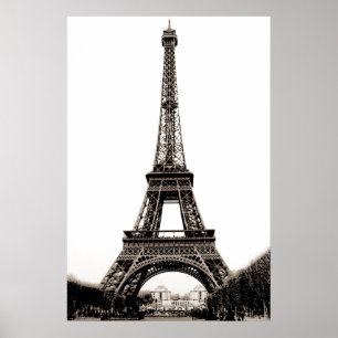 Sepia Vintage Eiffel Torn Paris Travel Poster
