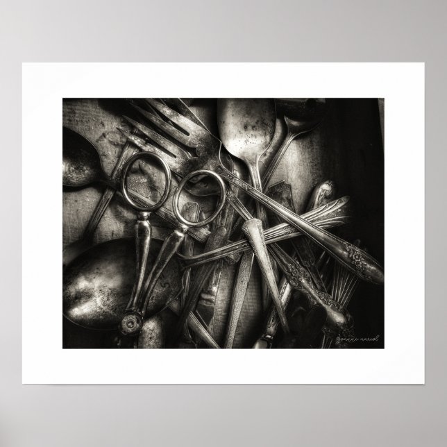 Sepia Vintage redskap Poster Print (Framsidan)