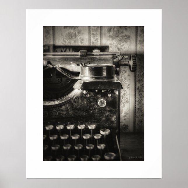 Sepia Vintage skrivmaskin Poster Print (Framsidan)