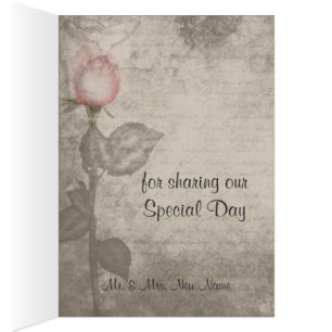 Sepia Vintage Spot Färg Rosa ros Bröllop Hälsningskort