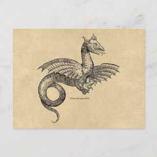 Sepia-vykort för Winged Dragon Vykort