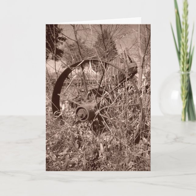 "Sepia Wagon Wheel #2" födelsedagskort Kort (Framsida)