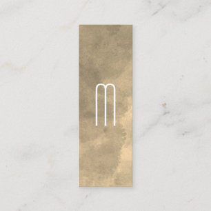 Sepia Watercolor Monogram Mini Visitkort