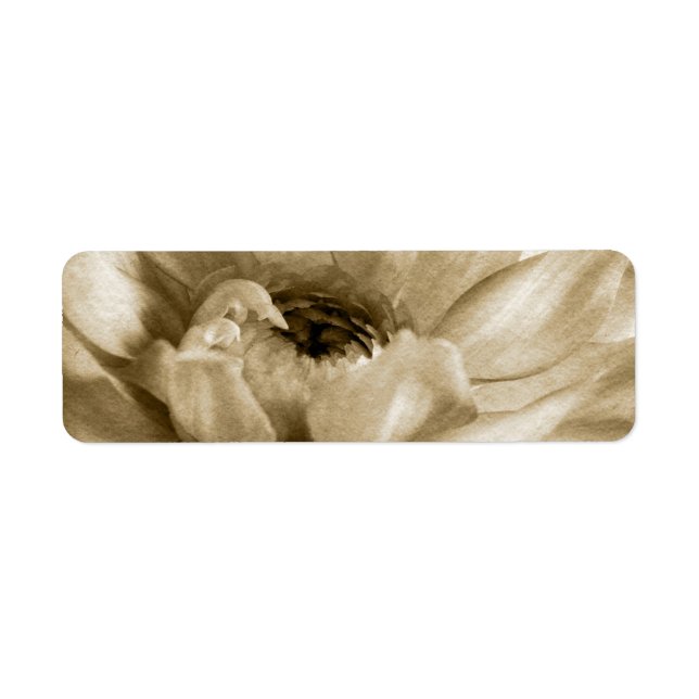 Sepia White & Cream Dahlia Background Customized Returadress Etikett (Framsidan)