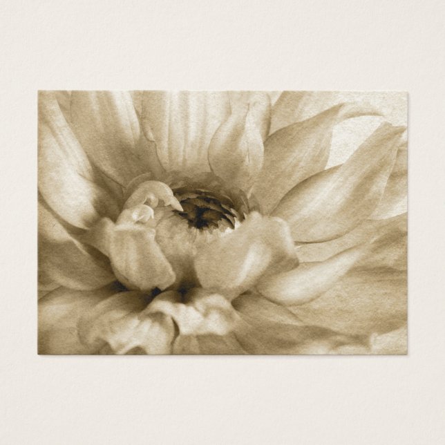 Sepia White & Cream Dahlia Background Customized Visitkort (Framsidan)