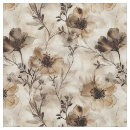 Sepia WildblommFabric Tyg