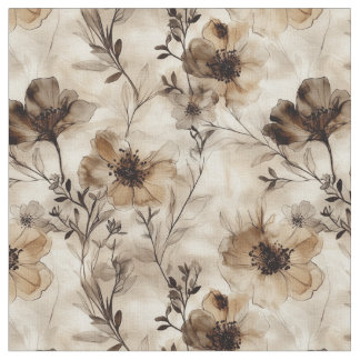 Sepia WildblommFabric Tyg