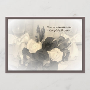 Sepia Winglasses och blommapars inbjudan