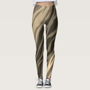 Sepia Zebra tryck Leggings