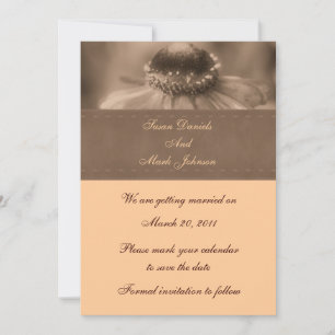 Sepia Zinnia Flower Bröllop spara datum Inbjudningar