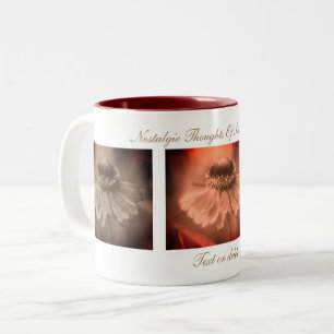 Sepia Zinnia Flower Simpler Times - inspiration Två-Tonad Mugg