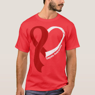 Sepsis Awareness Hope Kärlek Heart Ribbon Lycklig T Shirt