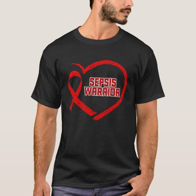Sepsis Awareness Kind Warrior Survivor Support T Shirt (Framsida)