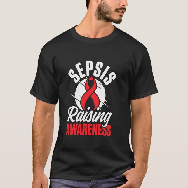 Sepsis Awareness Raising Warrior Survivor Support T Shirt (Framsida)