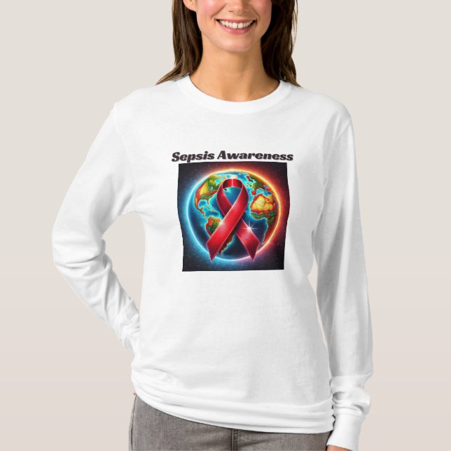 Sepsis Awareness T-shirt-Longtärmaden T Shirt (Framsida)