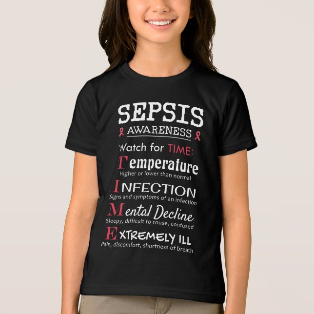 Sepsis Awareness Watch for TIME Guide T Shirt (Framsida)